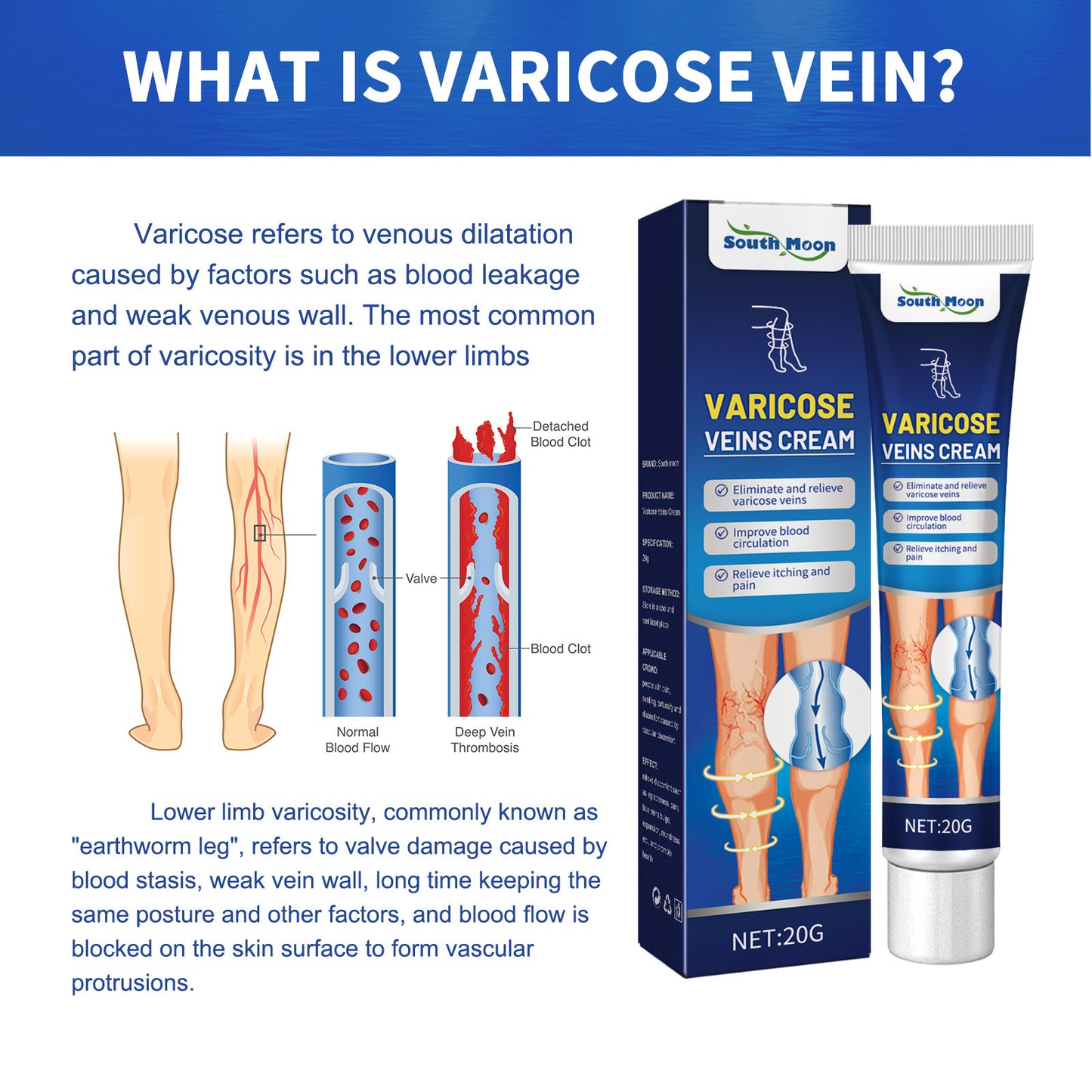 Vein Massage Qu Zhang Cream Repair Bulge Venation