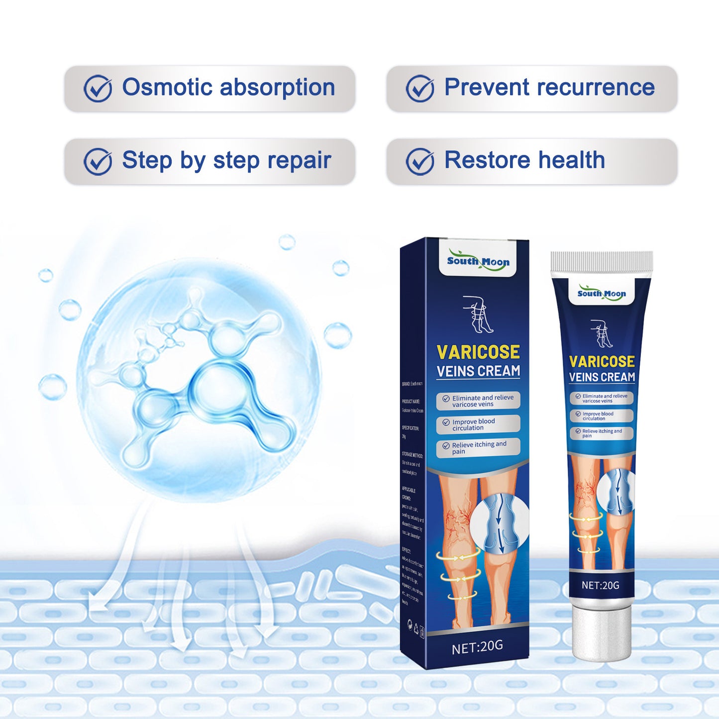 Vein Massage Qu Zhang Cream Repair Bulge Venation
